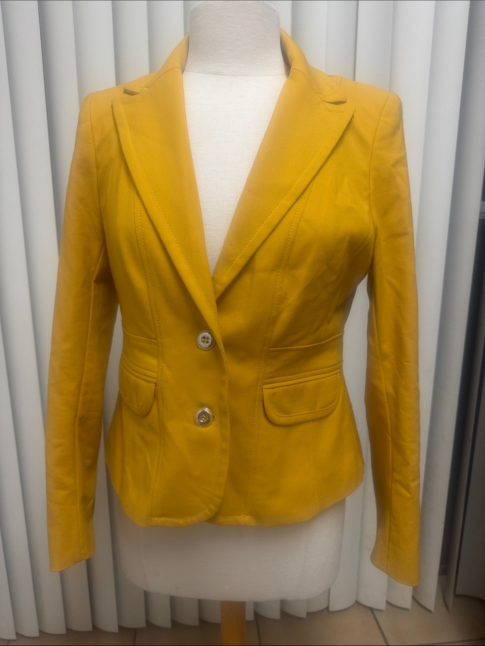 New York & Company Mustard Yellow Tailored Blazer Jacket